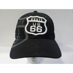 Route US 66 Embroidered Blk/White/Gray Strap Back Hat Ball Cap 100% Acrylic OSFA